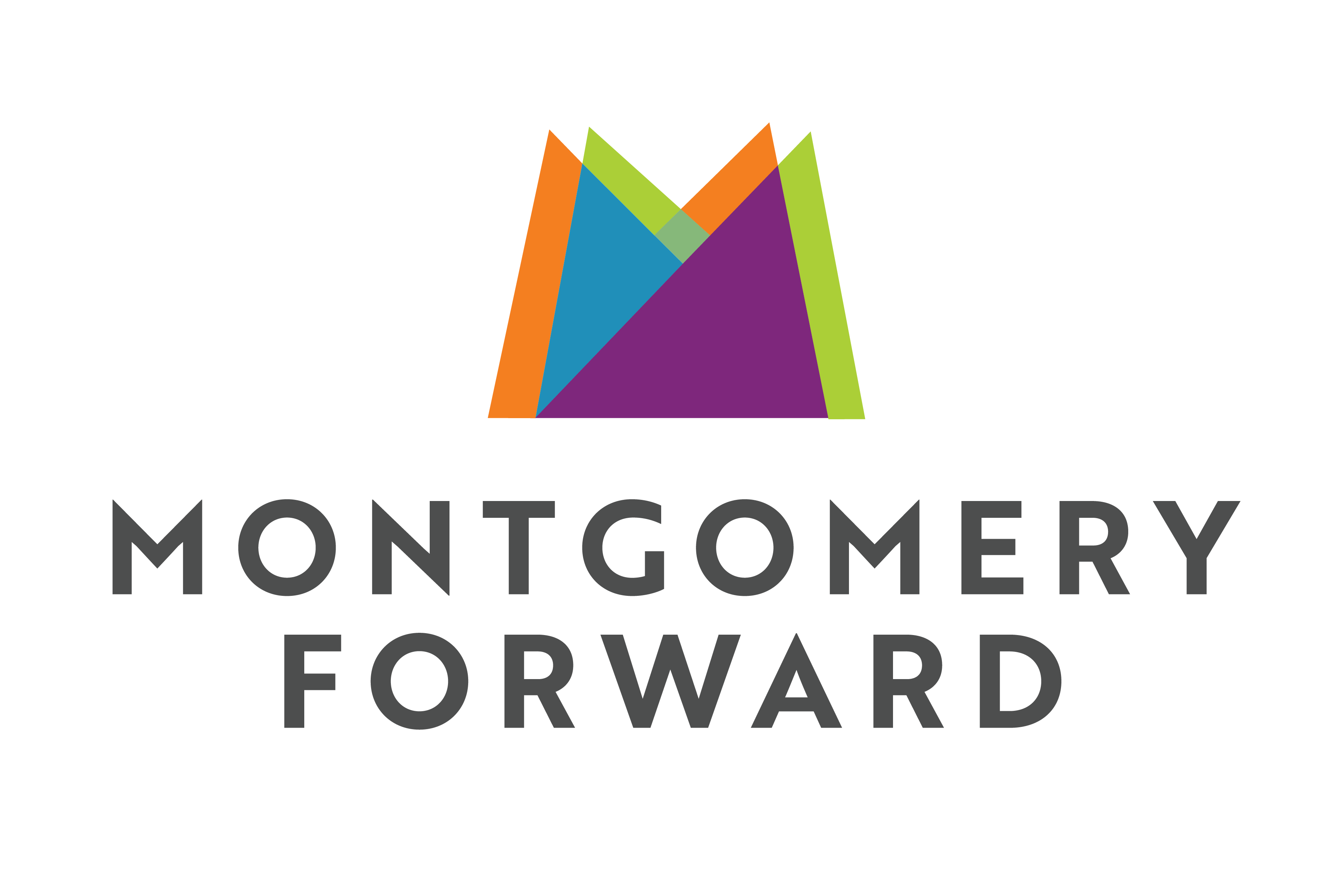 Montgomery Forward Logo featuring colorful angles that form an M